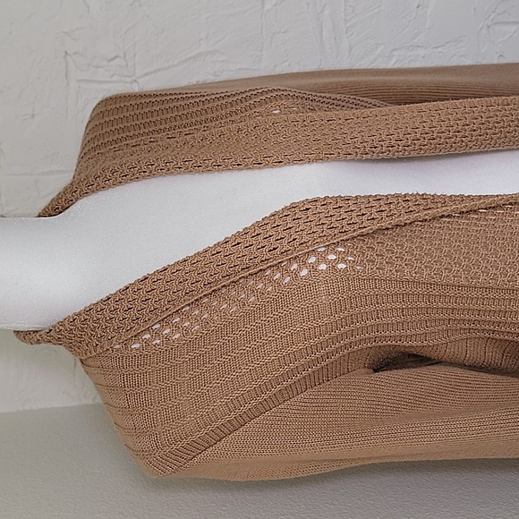 Notations Cardigan Sweater Open Front Longline Longsleeve Layer Knit Brown Tan M - Picture 5 of 15